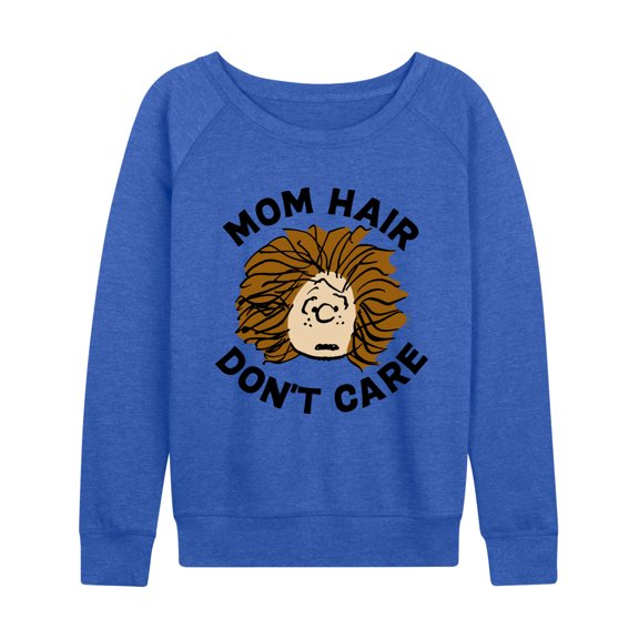 Peanuts - Mom Hair Dont Care - Women's French Terry Long Sleeve Pullover