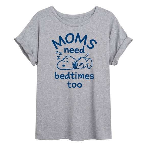Peanuts - Moms Need Bedtimes Too Snoopy - Women's Oversized Graphic T-Shirt