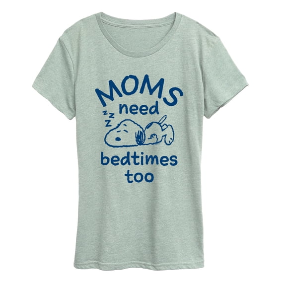 Peanuts - Moms Need Bedtimes Too Snoopy - Women's Short Sleeve Graphic T-Shirt