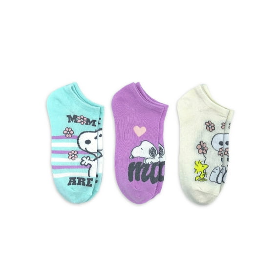 Peanuts, Mother's Day Women's No-Show Socks, 3-Pack, Size 4-10