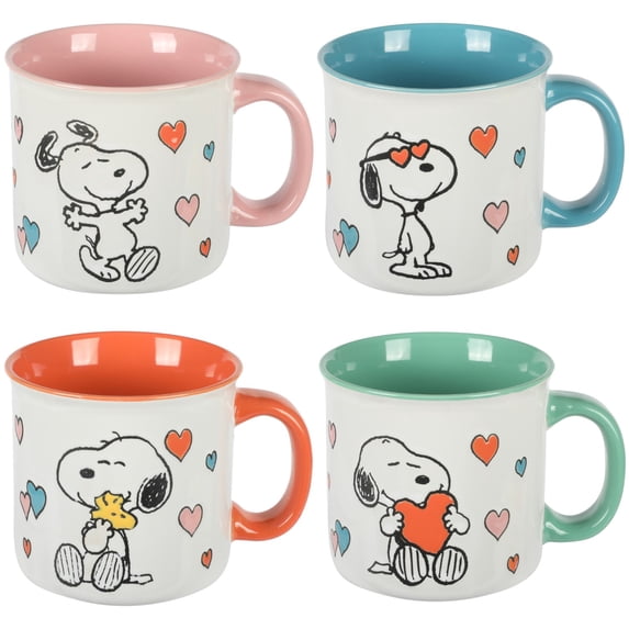 Peanuts Mothers Love 4 Pack Large 21 oz Camper Stoneware Mugs