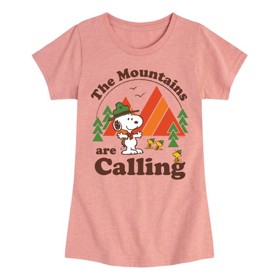 Peanuts - Mountains Are Calling  - Toddler And Youth Girls Short Sleeve Graphic T-Shirt
