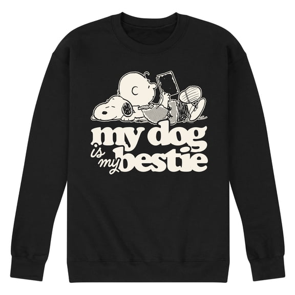 Peanuts - My Dog Is My Bestie - Men's Crew Neck Fleece Pullover