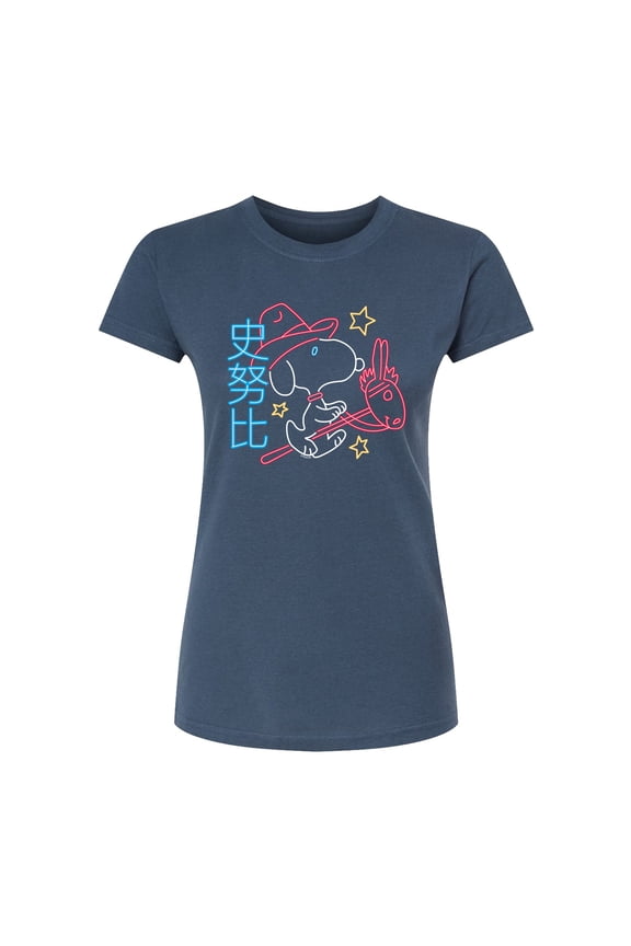 - Neon Lunar NY Snoopy - Juniors Fitted Short Sleeve Graphic T-Shirt