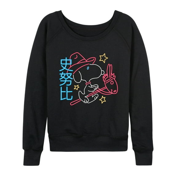 Peanuts - Neon Lunar NY Snoopy - Women's French Terry Long Sleeve Pullover