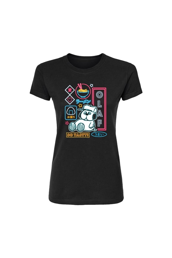 - Neon Olaf - Juniors Fitted Short Sleeve Graphic T-Shirt