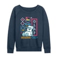 thumbnail image 1 of Peanuts - Neon Olaf - Women's French Terry Long Sleeve Pullover, 1 of 5