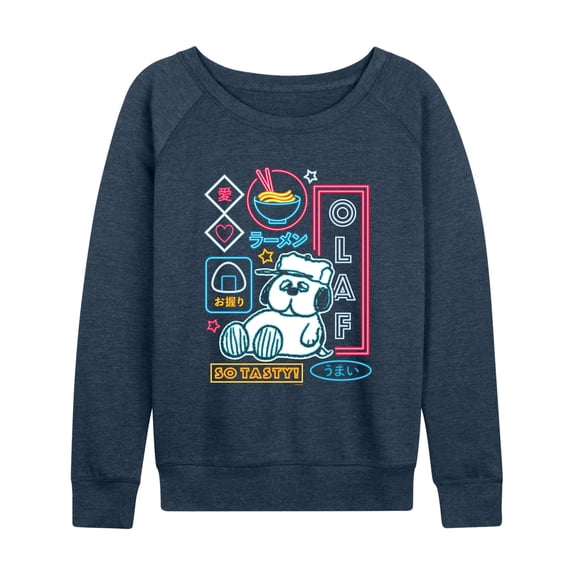 Peanuts - Neon Olaf - Women's French Terry Long Sleeve Pullover