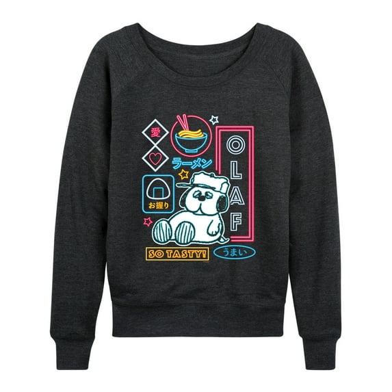 Peanuts - Neon Olaf - Women's French Terry Long Sleeve Pullover