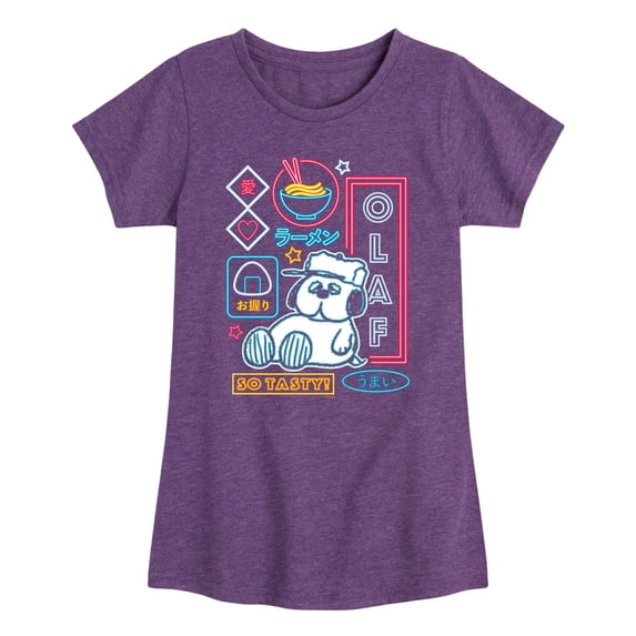 Peanuts - Neon Olaf Girls' Fitted Short Sleeve Graphic T-Shirt