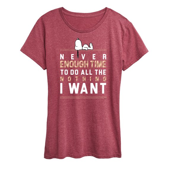 Peanuts - Never Enough Time - Women's Short Sleeve Graphic T-Shirt