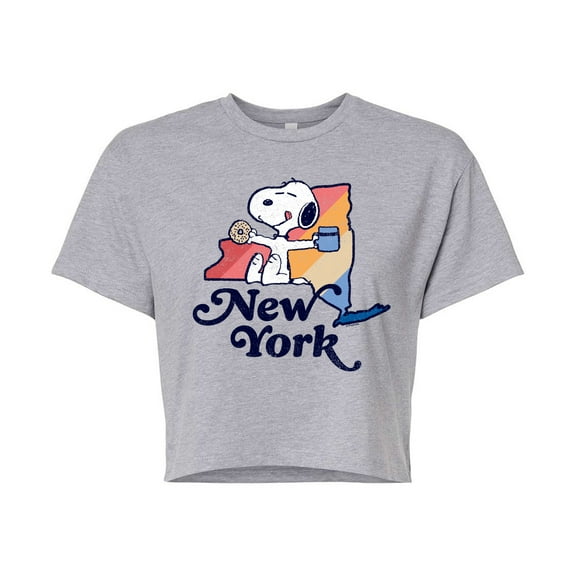Peanuts - New York Snoopy - Juniors Cropped Graphic T-Shirt