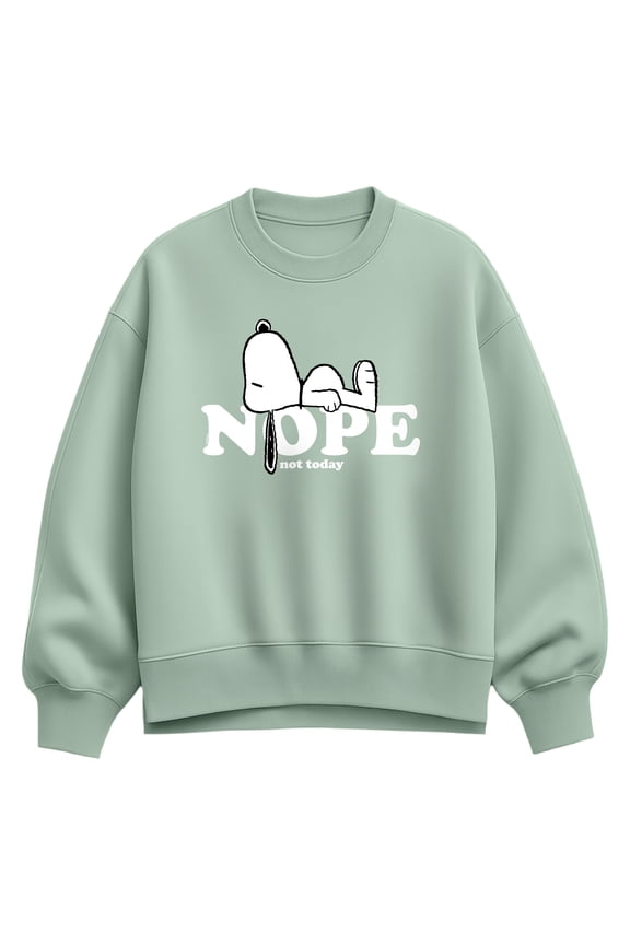 - Nope Snoopy - Women's Oversized Fleece Crew Sweatshirt