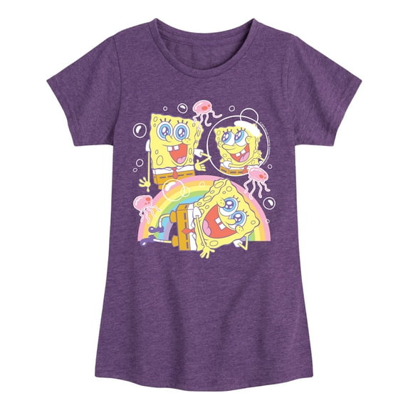 Spongebob Squarepants - Cute Face Rainbow - Girls Fitted Short Sleeve Graphic T-Shirt