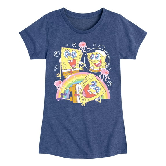 Spongebob Squarepants - Cute Face Rainbow - Girls Fitted Short Sleeve Graphic T-Shirt