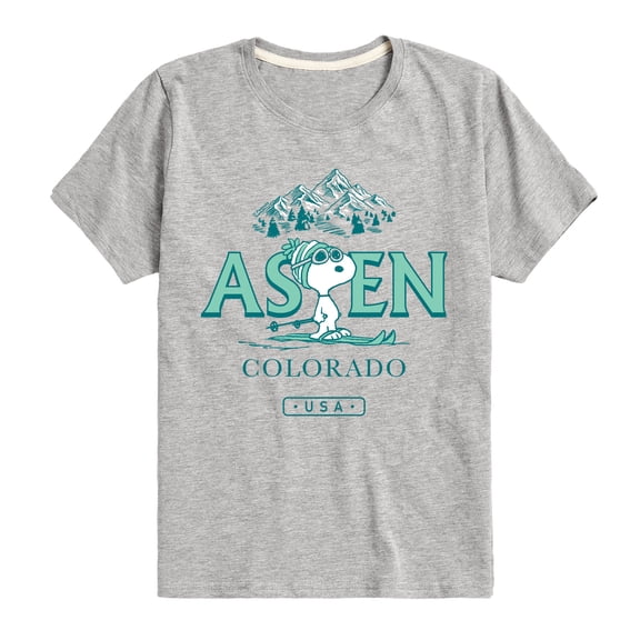 Peanuts - Snoopy Skiing Aspen Colorado Short Sleeve Graphic T-Shirt