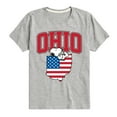 thumbnail image 1 of Peanuts - Ohio American Flag Snoopy - Toddler And Youth Short Sleeve Graphic T-Shirt, 1 of 6