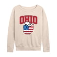 thumbnail image 1 of Peanuts - Ohio Snoopy Women's Lightweight French Terry Wide Neck Long Sleeve Graphic Shirt, 1 of 5