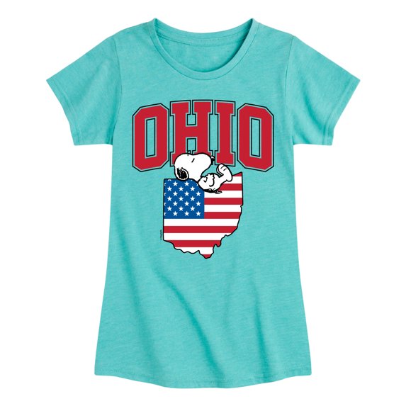 Peanuts - Ohio Snoopy Girls' Fitted Short Sleeve Graphic T-Shirt