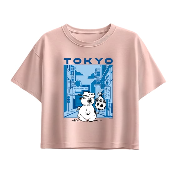 Peanuts - Olaf Tokyo Street - Youth Girl Short Sleeve Boxy Tee