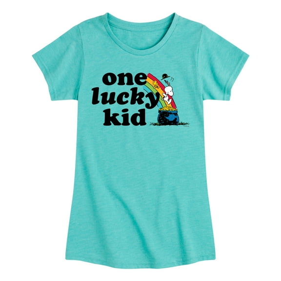 Peanuts - One Lucky Kid - Toddler and Youth Girls Short Sleeve Graphic T-Shirt