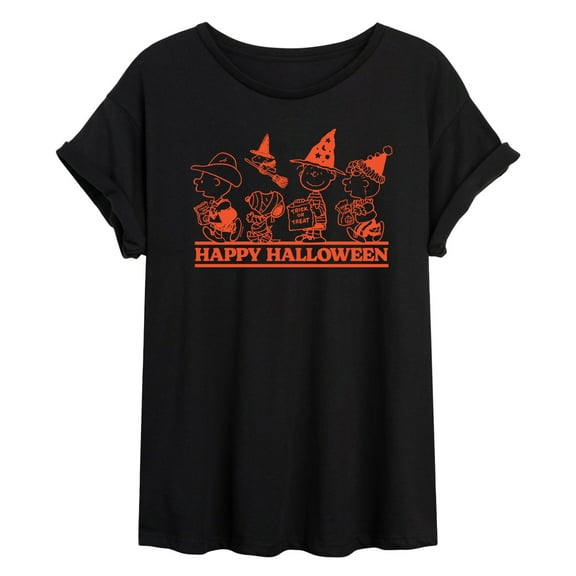 Peanuts - Orange Happy Halloween - Juniors Ideal Flowy Muscle T-Shirt