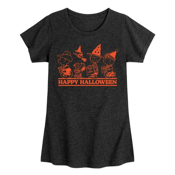 Peanuts - Orange Happy Halloween - Toddler & Youth Girls Short Sleeve Graphic T-Shirt
