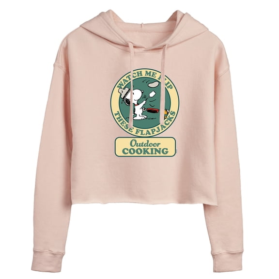 Peanuts - Outdoor Cooking Badge - Juniors Cropped Pullover Hoodie