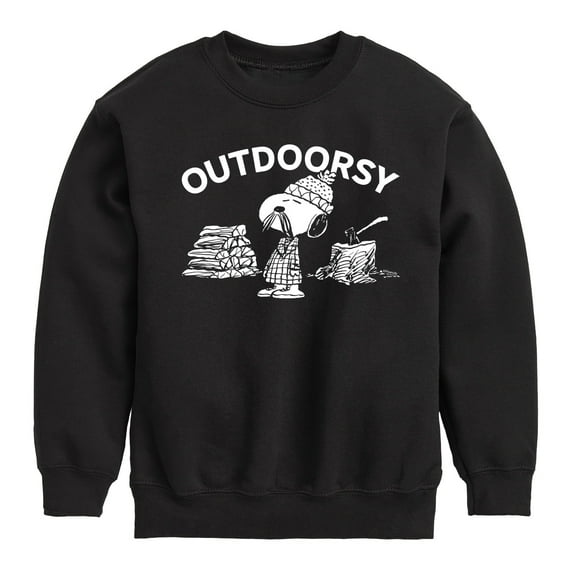 Peanuts - Outdoorsy Snoopy - Toddler & Youth Crewneck Fleece Sweatshirt