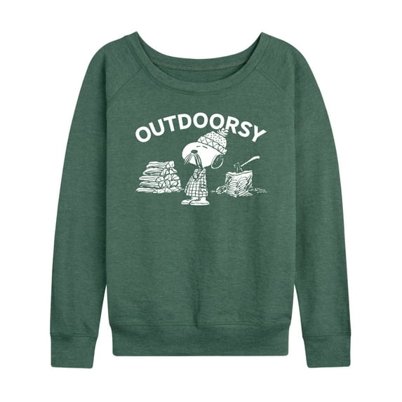 Peanuts - Outdoorsy Snoopy - Women's Lightweight French Terry Long Sleeve Shirt