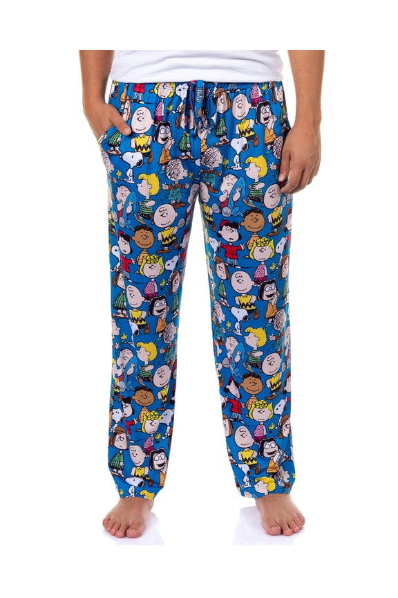 Peanuts Pajama Pants Men's Charlie Brown Snoopy Woodstock Adult Sleep Bottoms