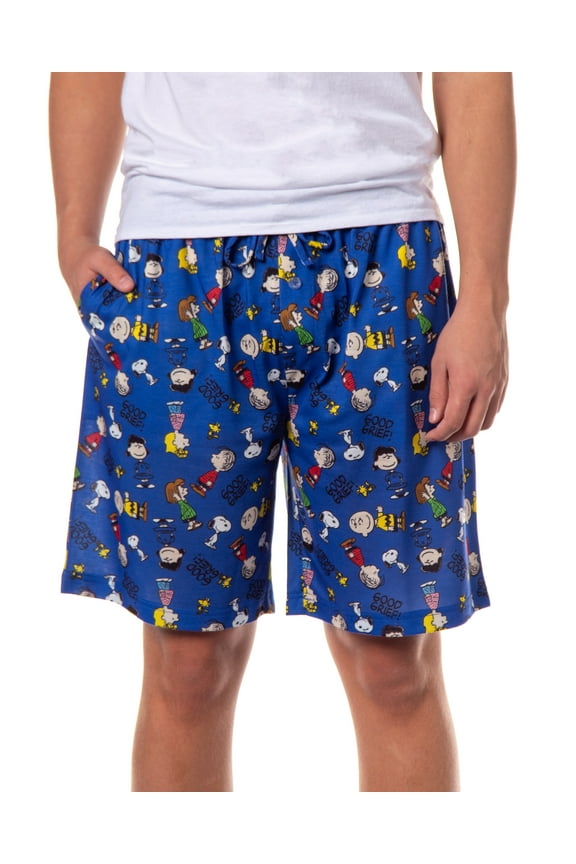 Peanuts Pajamas Men's Good Grief Charlie Brown Sally Snoopy PJ Lounge Shorts