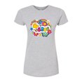 thumbnail image 1 of Peanuts - Peace Floral & Colorful Woodstock - Juniors Fitted Graphic T-Shirt, 1 of 5