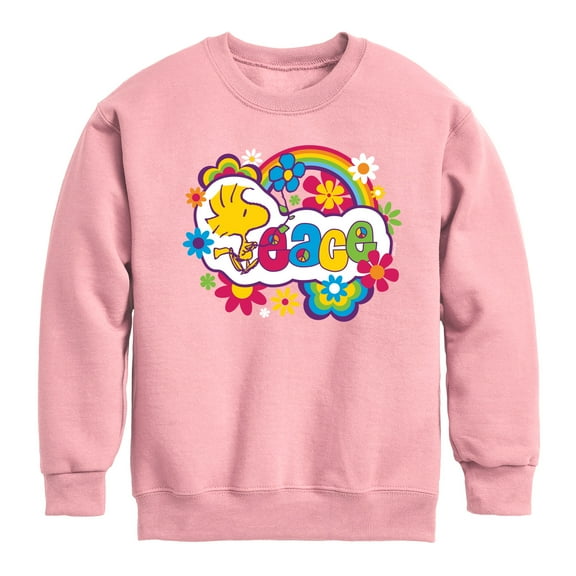 Peanuts - Peace Floral & Colorful Woodstock - Toddler & Youth Crewneck Fleece Sweatshirt