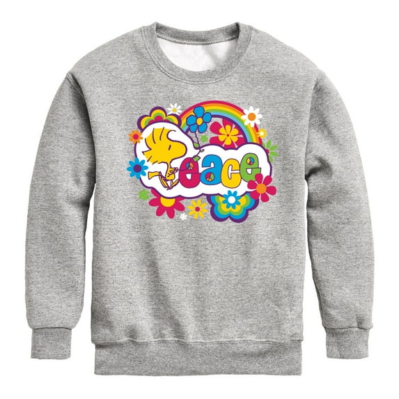 Peanuts - Peace Floral & Colorful Woodstock - Toddler & Youth Crewneck Fleece Sweatshirt