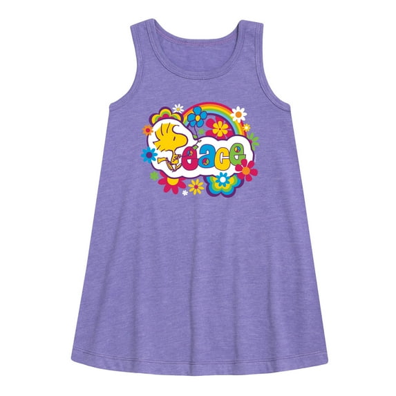 Peanuts - Peace Floral & Colorful Woodstock - Toddler & Youth Girls A-line Dress