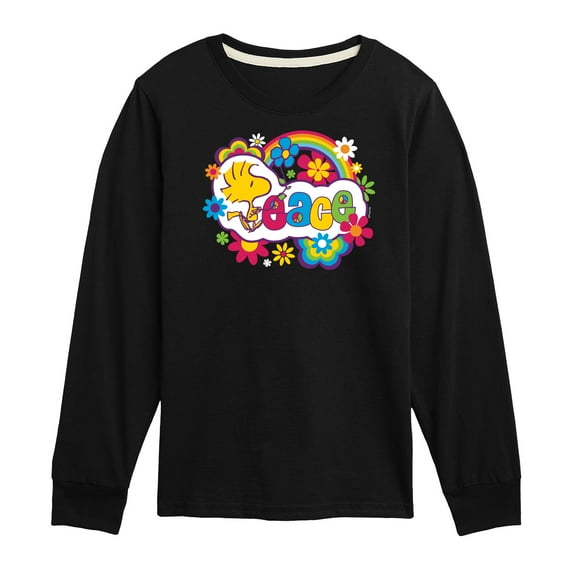 Peanuts - Peace Floral & Colorful Woodstock - Toddler & Youth Long Sleeve Graphic T-Shirt