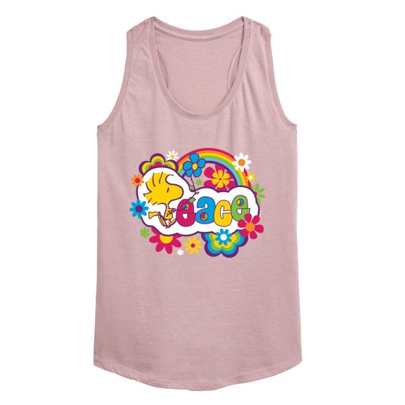 Peanuts - Peace Floral & Colorful Woodstock - Women's Racerback Tank Top