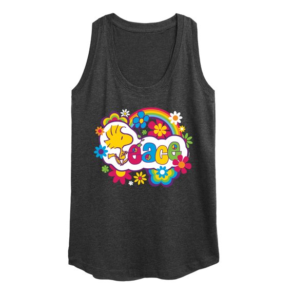 Peanuts - Peace Floral & Colorful Woodstock - Women's Racerback Tank Top
