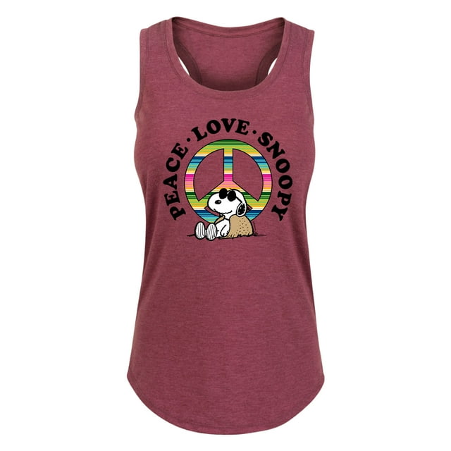 Peanuts - Peace Love Snoopy - Women's Racerback Tank Top - Walmart.com