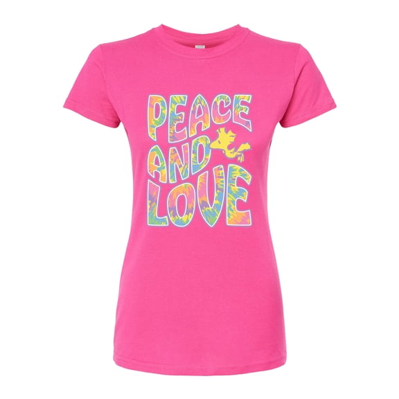 Peanuts - Peace & Love - Woodstock - Juniors Fitted Graphic T-Shirt