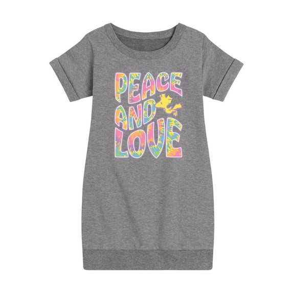 Peanuts - Peace & Love - Woodstock - Toddler & Youth Girls Fleece Dress