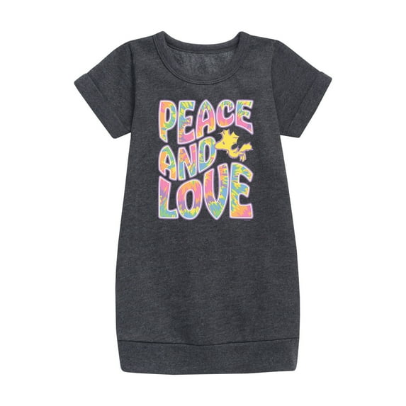 Peanuts - Peace & Love - Woodstock - Toddler & Youth Girls Fleece Dress