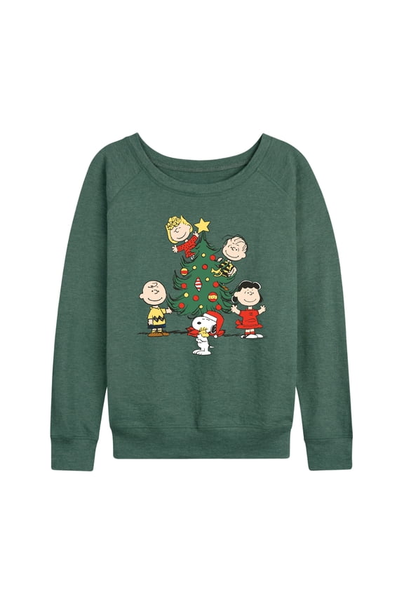 - Peanuts Christmas Tree - Women's French Terry Long Sleeve Pullover