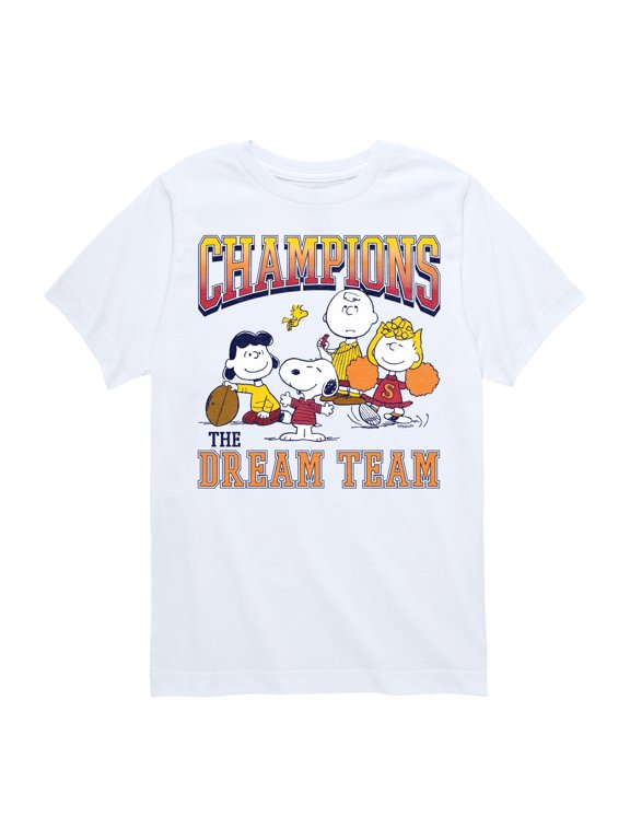- Snoopy Charlie Lucy Sally Football Champions Boys' Short Sleeve Graphic T-Shirt