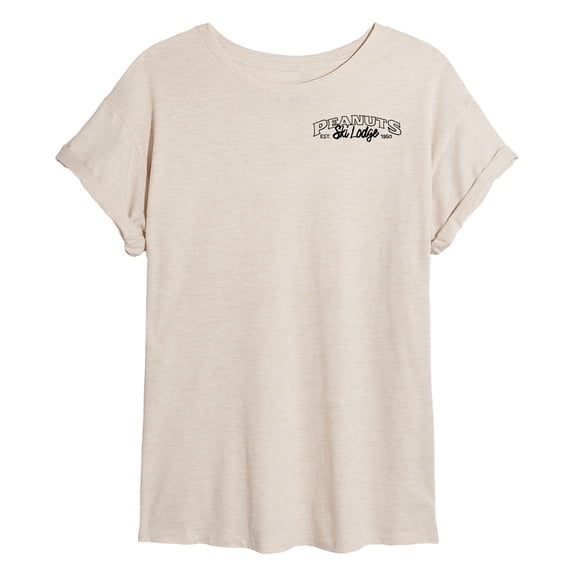 Peanuts - Peanuts Skiing - Juniors Oversized Graphic T-Shirt