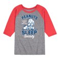 thumbnail image 1 of Peanuts - Peanuts Sleep Society - Toddler & Youth Raglan Graphic T-Shirt, 1 of 7