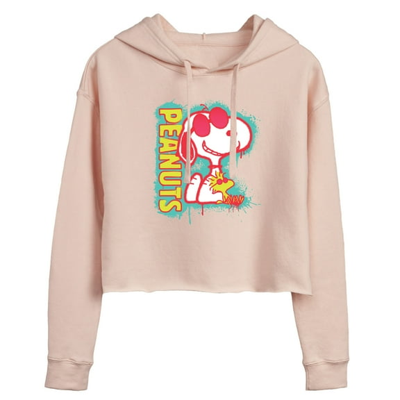 Peanuts - Peanuts Snoopy Woodstock - Juniors Cropped Pullover Hoodie