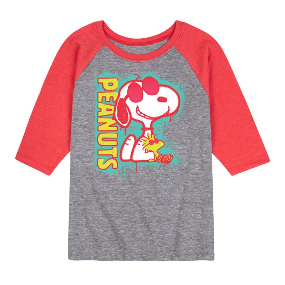 Peanuts - Peanuts Snoopy Woodstock - Toddler And Youth Raglan Graphic T-Shirt