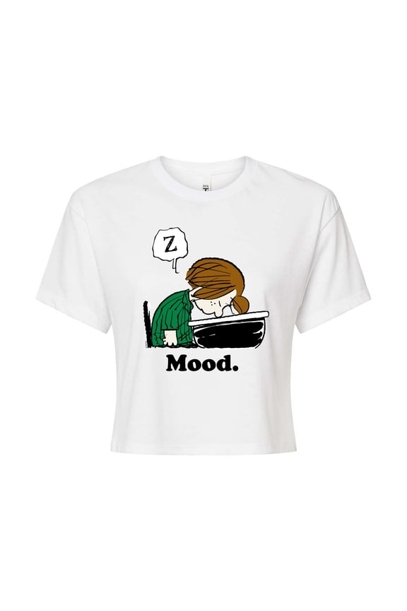 - Peppermint Patty Mood - Juniors Cropped Cotton Blend T-Shirt